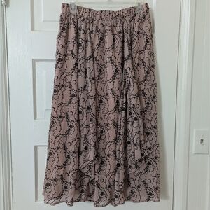 Ruffle Rose And Thorn Midi Skirt